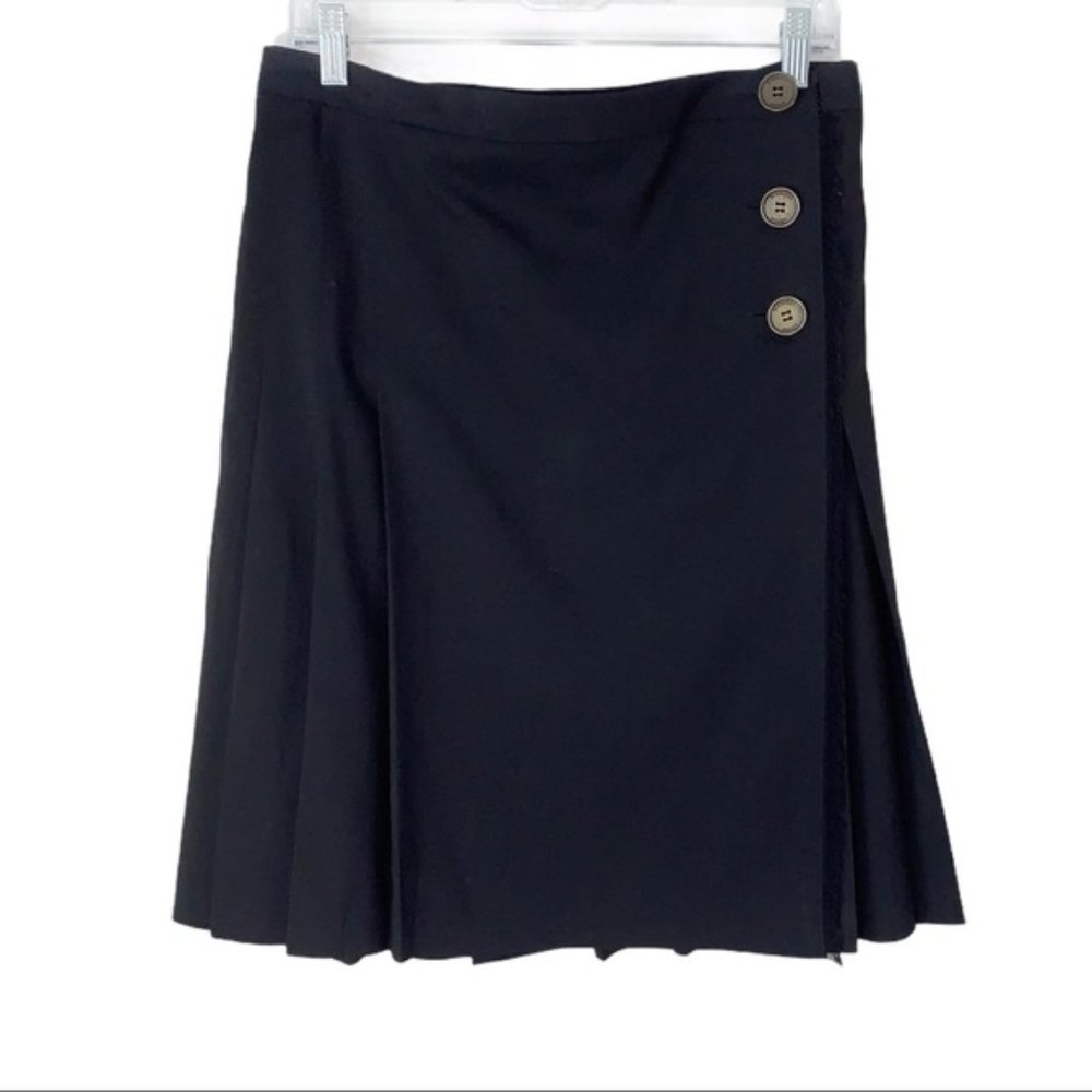 Burberry London wool wrap skirt black with fringe